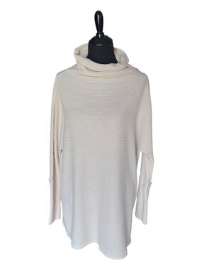 We The Free Free People Waffle Knit Cowl Neck Tunic Sweater XS Oversized